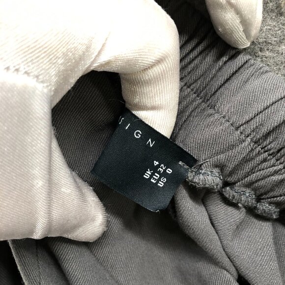 Asos High Rise Wide Leg Pants Womens 0 Gray Rayon Pleated Front Pull On - Picture 8 of 9